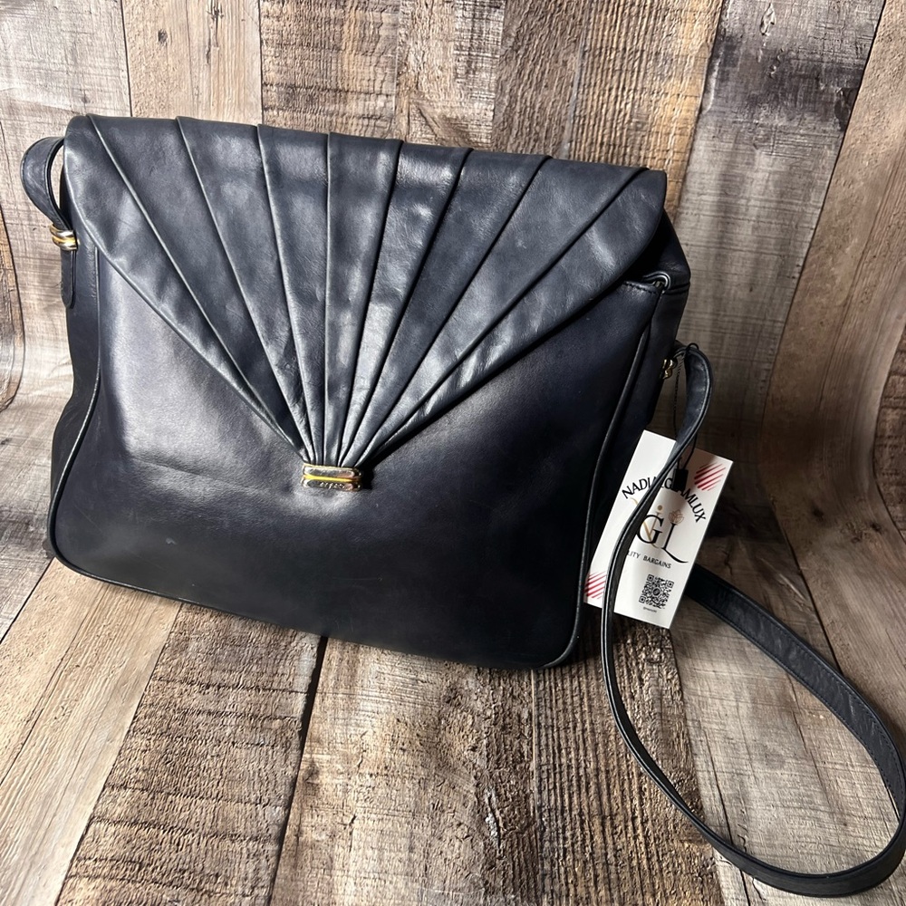Ungaro Paris vintage Elegant dark blue Women's crossbody Bag